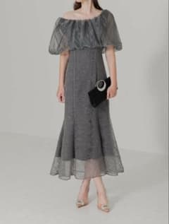 LEJA】2WAYオフショルダーパフスリーブマーメイドワンピースドレスM