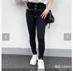 ハイウエスト スキニーパンツ ブラックのサムネイル