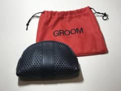 新品 GROOM paris　フランス製ポーチ　本革製 ブラック　送料無料のサムネイル