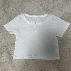 GU ワッフル生地 ショート丈白Tシャツのサムネイル