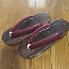 下駄 焼き桐 鼻緒 エンジ色 和装履物