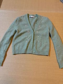 ZARA カーディガン ミントグリーン ビーズ装飾のサムネイル