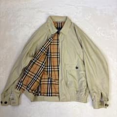 【バーバリー】長袖ブルゾン　スイングトップ　ベージュ　ノバチェック　LLサイズ バーバリー】長袖ブルゾン スイングトップ ベージュ ノバチェック LL