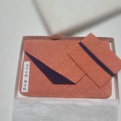 数寄屋袋　ポーチ　ティッシュ入付 江戸小紋　鮫小紋柄　正絹　朱色　茶道具入れ