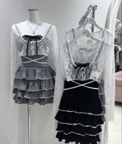 Bubbles rib girly ensemble onepieceブラックのサムネイル