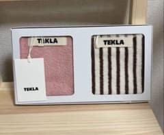 テクラ　TEKLA タオルセット ピンク ストライプ　新品未使用　箱付きのサムネイル