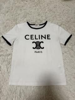 CELINE コットンジャージー トリオンフ ロゴTシャツ XS ホワイト 紺色のサムネイル