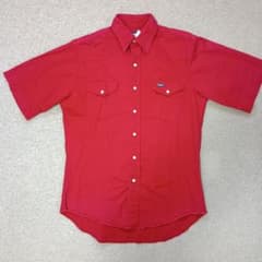 Wrangler 半袖ウエスタンヘビーツイルシャツ Mサイズ レッド