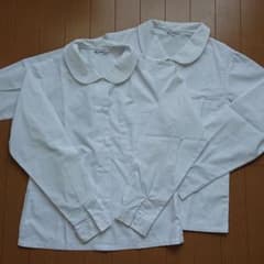 シャツ  ブラウス  白  長袖  丸襟 オリーブ デ  オリーブ  2枚セットのサムネイル