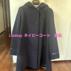 ネイビーフード付きフレアコートのサムネイル