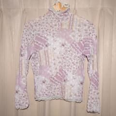 ヴィンテージ　花柄シアートップス　ハイネックのサムネイル