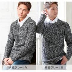 【大人気】選べる2タイプ メンズ ケーブルニットセーター 全10色のサムネイル