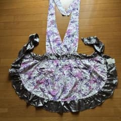 価格変更しました★About a fire エプロン パープル 花柄 フリルのサムネイル