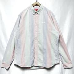 Lサイズ！supreme マルチストライプオックスフォードロゴステッチ 