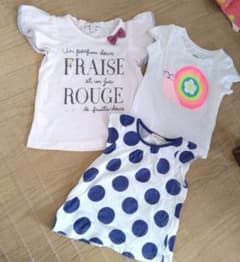 ３枚セット　Tシャツ　any fam リボン　ドット　かたつむり　80㎝　ロゴのサムネイル