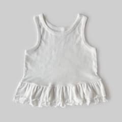 キッズ ノースリーブ フリル タンクトップ ホワイト　S cotton bongのサムネイル