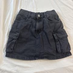 GU キッズ デニム カーゴスカート ブラック 150cm - 4