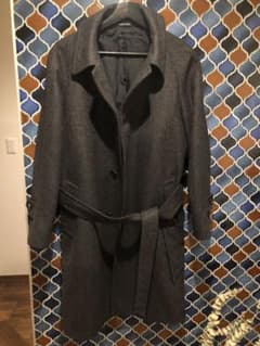 タリアトーレ　カシミヤ混　ベルテッドコート　グレー　ヘリンボーン　定価15万円のサムネイル