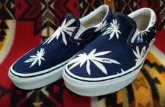 希少 廃盤品レア】VANS ネイビー マリファナ ガンジャ柄 スリッポン 