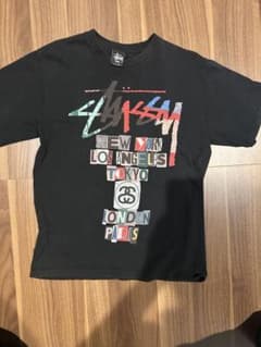 ^*^様 STUSSY ワールドツアーTシャツ 黒 L 人気 定番のサムネイル