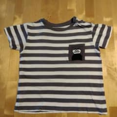キッズ 半袖Tシャツ ボーダー 猫ポケットのサムネイル