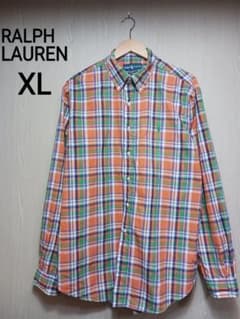 RALPH LAUREN 長袖チェックシャツ クラシックフイット XL オレンジのサムネイル