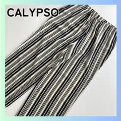 美品 カリプソ CALYPSO ワイドパンツ イージー ストライプ Mサイズ 