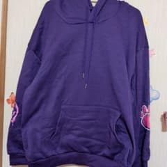 紫色 フード付きパーカー