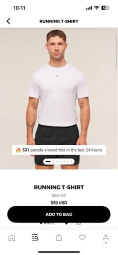 GYMSHARK Running Tshirt Whiteのサムネイル