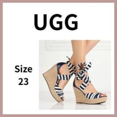 UGG ストライプ ウェッジソール サンダル 23cm - メルカリ