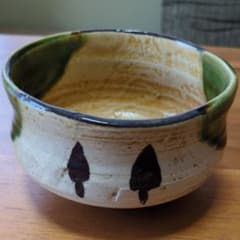 抹茶碗 陶器 織部釉 鉄絵 茶道具のサムネイル