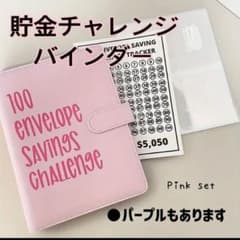 新品未使用　貯金　バインダー　封筒　ピンク　紫　100日　家計管理のサムネイル