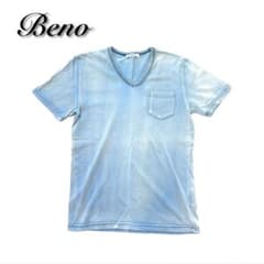 Beno ビーノ デニム 後染め風 Tシャツ M ライトブルーのサムネイル