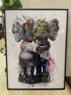 水晶絵　KAWS　カウズ　コンパニオン　アートパネル　クリスタル　立体　絵画