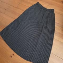 UNIQLO ドット柄 プリーツスカート ネイビー XS丈短目73cmのサムネイル