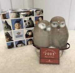コペンハーゲン フクロウの夫婦 イヤーフィギュリン 箱付き 2003年のサムネイル