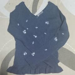 花刺繍リブＶネックのサムネイル