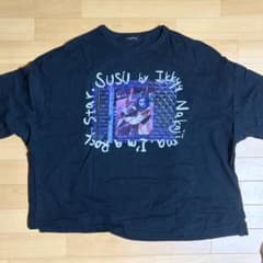 SUSU by Ikkyu Nakajimaプリント Tシャツ黒 オーバーサイズのサムネイル