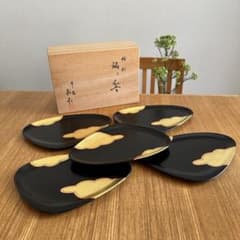 平安象彦 源氏雲 蛤形 銘々皿 5客セット 共箱付き 京漆器 茶道 菓子皿 平安 象彦 源氏雲 蛤形 銘々皿 5客セット 共箱付き 京漆器 茶道 菓子皿