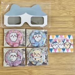 ちいかわパーク 新品未使用 缶バッジ ステッカー 3Dメガネ ハチワレ