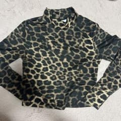 H&M DIVIDED レオパード柄 ハイネックトップス Mのサムネイル