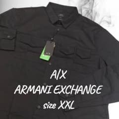 未使用タグ付 アルマーニエクスチェンジ ミリタリーシャツ 黒 XXL