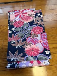 レディース 浴衣 紺地 菊 桜 笹柄のサムネイル