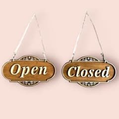 오픈 클로즈 간판 목제 Open Closed 사인 보드 표리 2장 겹쳐