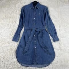 美品 ポロ ラルフローレン ベルテッド デニムシャツワンピース ポニー