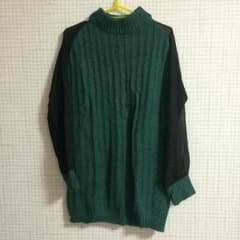 GALSTAR ニット ワンピース ハイネック 胃素材 グリーン シフォンのサムネイル