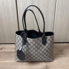 GUCCI グッチ GGスプリーム×ブラック リバーシブル トートバッグ