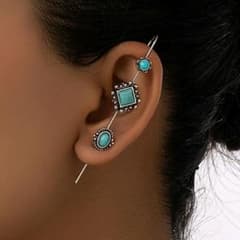 X583 片耳 ピアス レディース k18 18金 トルコ石 ターコイズ