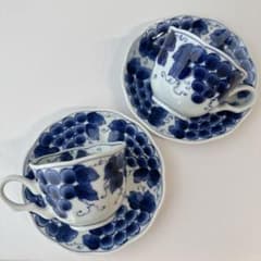藍凛堂　カップ　ソーサー　美濃焼　ぶどう　陶器　食器　日本製　コーヒーカップのサムネイル