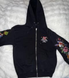 Ed Hardy XLARGE ブラック刺繍入りパーカーのサムネイル